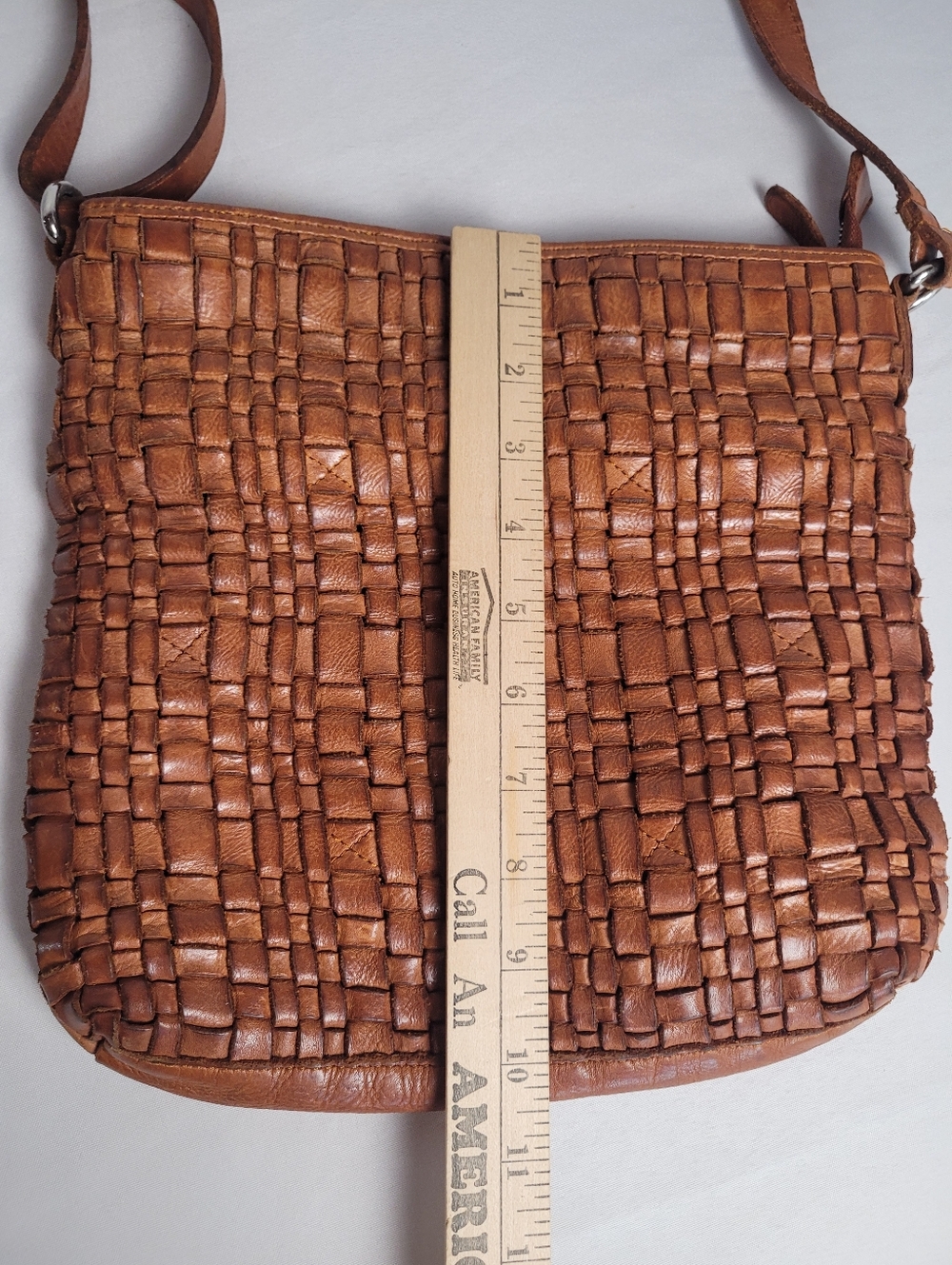 Vilenca Holland Brown Leather Woven Hobo Adjustable Crossbody Bag Purse - Picture 10 of 11